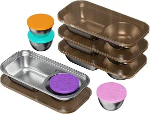 2 Compartment Grab and Go Snack Containers Reusable,Stainless Steel Snack Containers with Lid for Travel, Outdoor Camping and Daily Use (Set of 4)