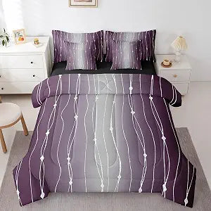 Erosebridal Purple Grey Ombre Comforter Set Full Size, 7 Pc Bed in a Bag