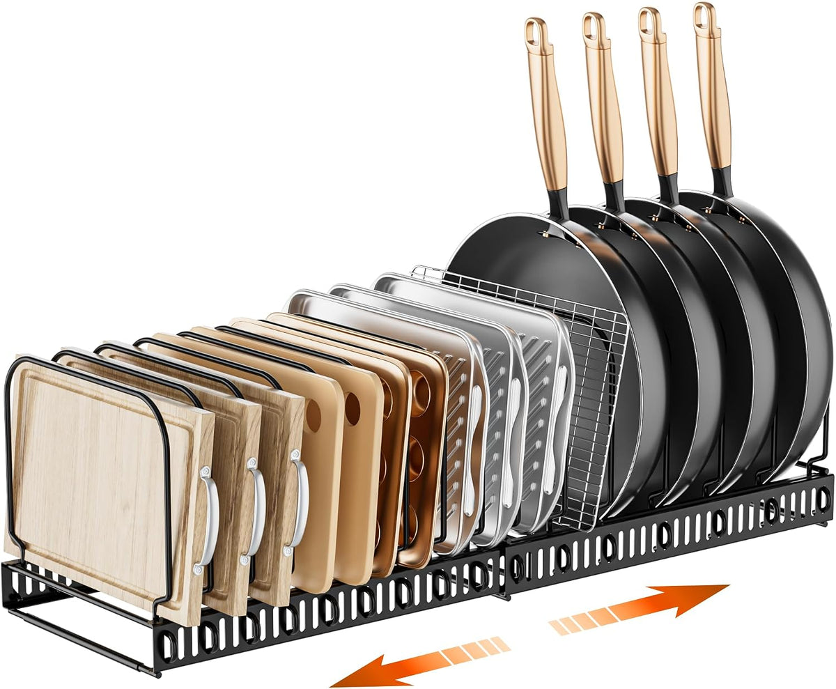 MUDEELA Expandable Cutting Board Organizer Pot Lids Rack 15 Dividers 1-Pack