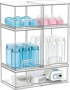 Baby Bottle Organizer, 5 Drawers Stackable Acrylic Storage