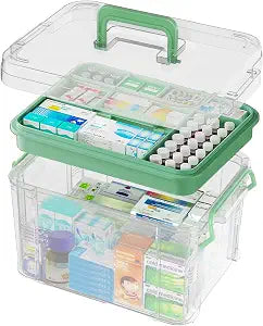 15QT Medicine Storage Box - Portable Medicine Cabinet Organizer with Handle