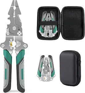 18 in 1 Wire Stripper Cutter Foldable Tool with Portable Storage BagMultifunctional Foldable Crimper and Stripper Electrical PliersElectrical Multitool for Strippers, Cutters, Crimping