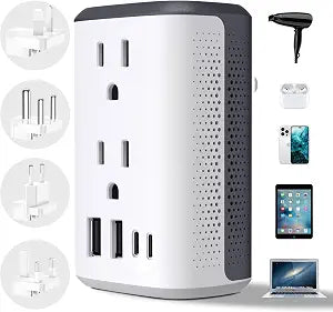 Travel Adapter Worldwide,Voltage Converter Us to Europe, 220v to 110v Power Adapter, European Plug Power Converter 1300w, Transformer for Curly Hair Dryer.