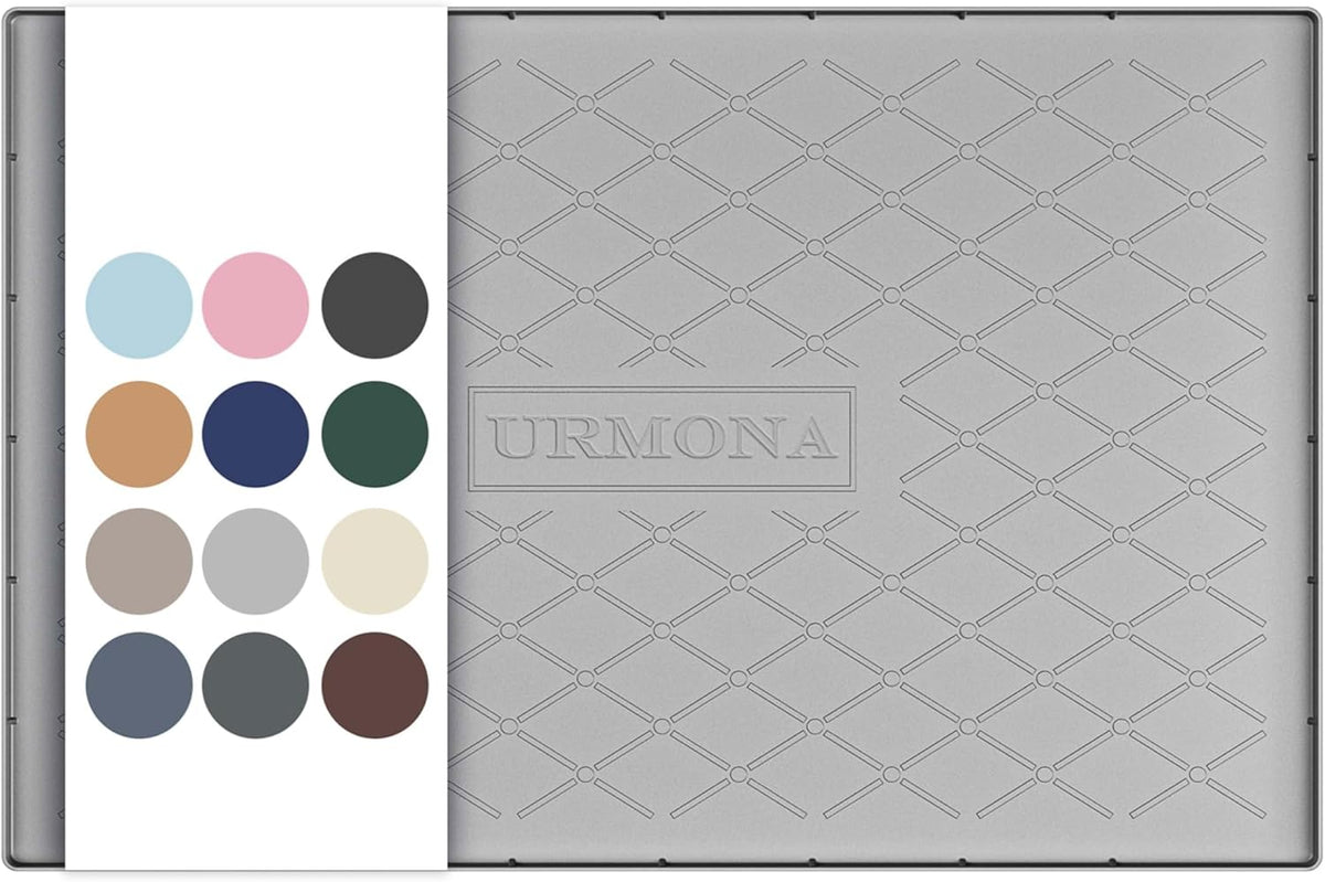 URMONA Under Sink Mat 34 x 19 in, Waterproof Silicone Cabinet Protector