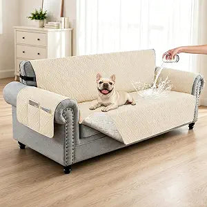 100% Waterproof Couch Cover, Straps&Pockets,pet Friendly,68" Beige