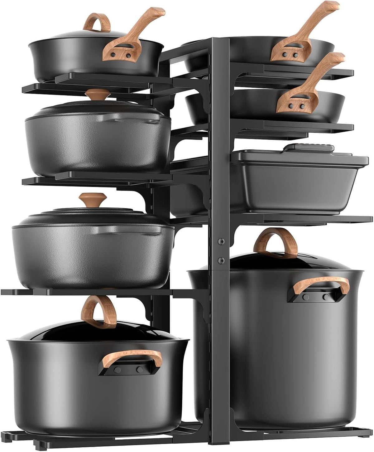 LAMU Pots and Pans Organizer under Cabinet, Kitchen Storage Rack, Black