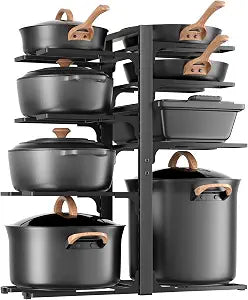 LAMU Pots and Pans Organizer under Cabinet, Kitchen Storage Rack, Black