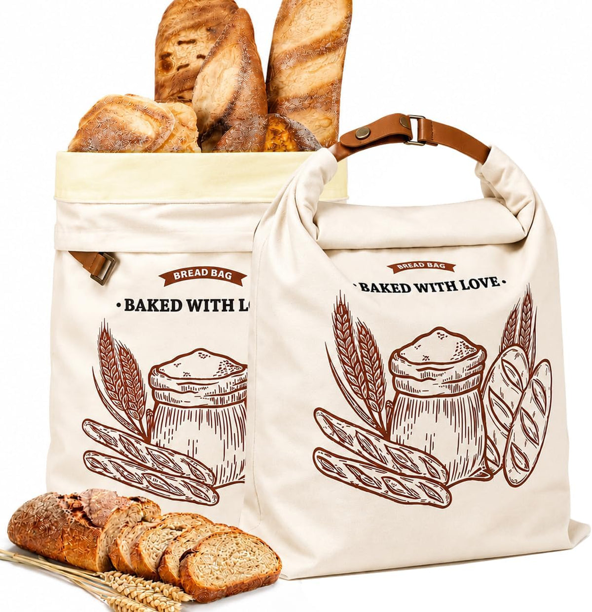 2 Pack XL Beeswax Bread Bags, 17" Reusable Sourdough Bread Storage Bags