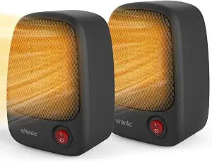 shinic 500W Small Space Heater for Indoor Use, Black, 2 Pack