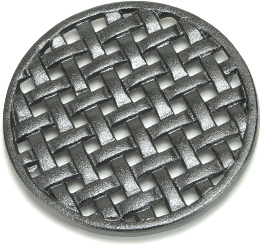 Minuteman International TWI-03 Round Lattice woodstove Tabletop cast Iron Trivet, Black