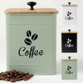 Airtight Coffee Canister 40 oz, 6"x 8" Metal Jar w/ Rubber-Lined Bamboo Lid