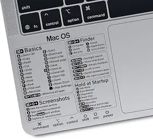 Mac Shortcut Sticker - Mac OS Shortcuts Sticker (M1+Intel), Laptop Keyboard Shortcuts Stickers for MacBook, Compatible with 13-16 Inch MacBook Air/Pro, Mac Shortcuts 2026 (1pcs)