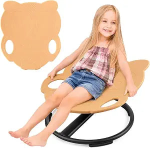 Spinning Chair, Sensory Toy for Autistic Kids, Balance Training (Brown)