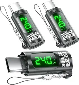240W USB C Adapter Power Meter Tester, 3Pack, Voltage Current Power Display