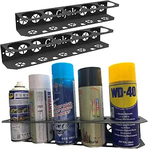 2 Pack Five Cans Wall-Mounted Steel Aerosol Spray Can Holder, Black