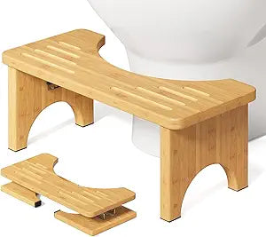 Squatting Potty for Adults Foldable, 7In Bamboo Toilet Poop Stool Squat