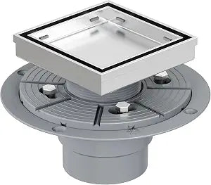 Neodrain 4" Brushed Square Shower Drain with Removable Tile Insert Grate