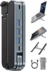 Laptop Stand with Docking Station Foldable Computer Riser Desk Hub