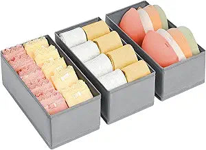 DIMJ Drawer Organizer Clothes - Small Dresser Organizer Underwear Drawer Organizer for Baby Clothes, Socks, Underwear, Bra, Belt, Tie - Grey