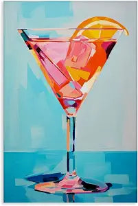 Stupell Industries Blue Pink Martini Cocktail, 20 x 30 Inch Canvas Wall Art