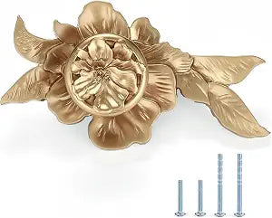 Flower Cabinet Pulls Handle Knob Drawer for Kitchen Dresser Wardrobe Bathroom and Cupboard 2 1/2 Hole to Hole Hardware Knob Easy Installation Pack of 4 Champagne Bronze with Backplate