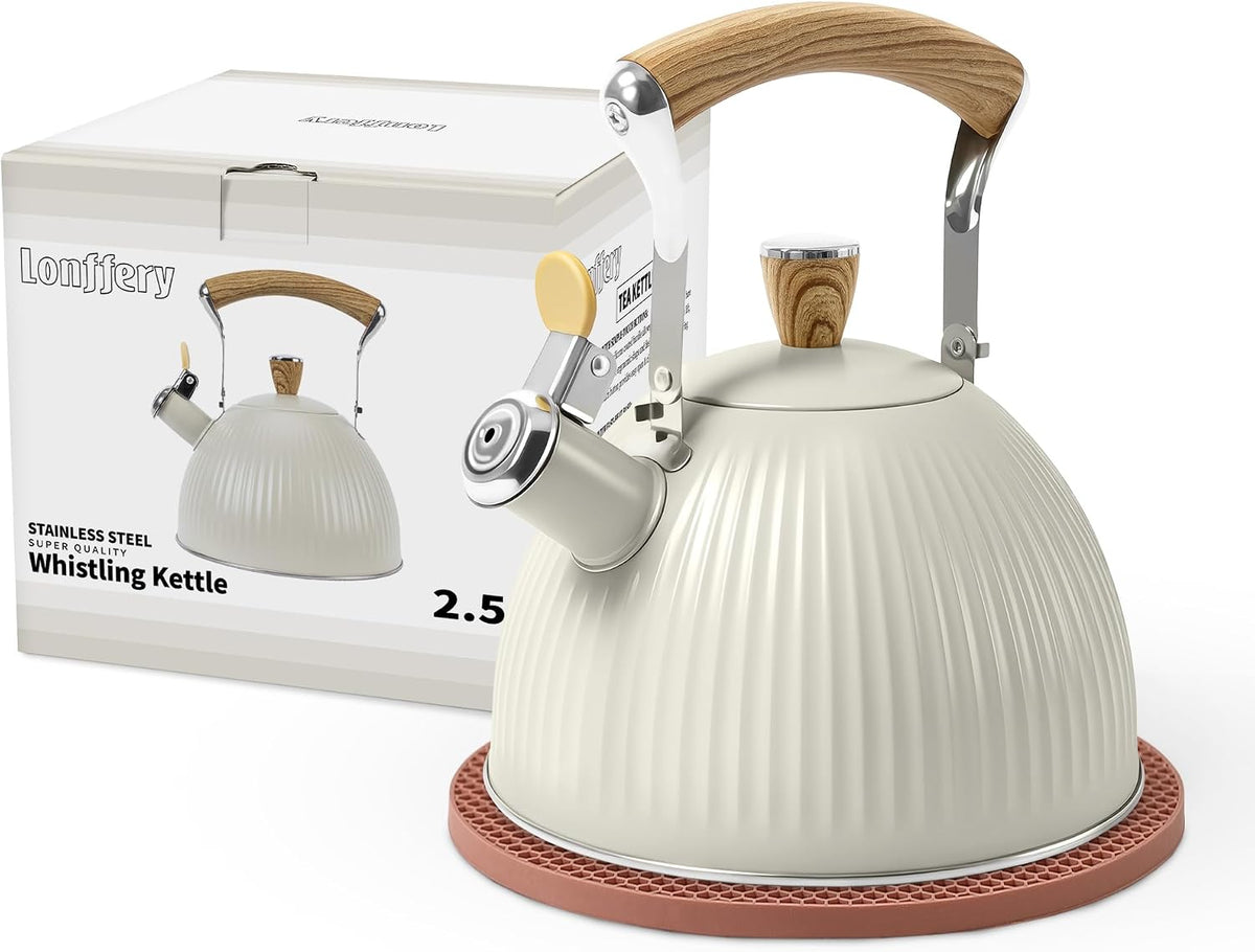 LONFFERY Fluted Tea Kettle for Stove Top