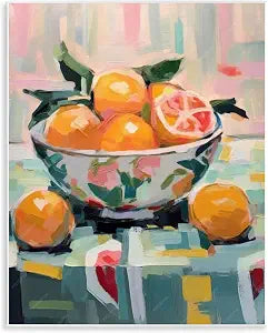 Kitchen Bowl of Oranges, 11 x 14 Inch Mounted Print on Wall Plaque