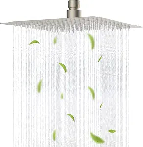 Hibbent All Metal 8 Inch Shower Head, High Pressure Stainless Steel Rain Showerheads, Bathroom Rainfall Showerhead with Ultra-thin Design, Adjustable Brass Ball Joint, Silicone Nozzles, Brushed Nickel