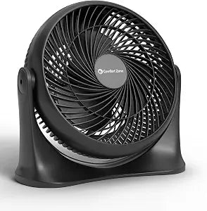 COMFORT ZONE 11" 3-Speed Tabletop Air Circulator Fan with Tilt, Black