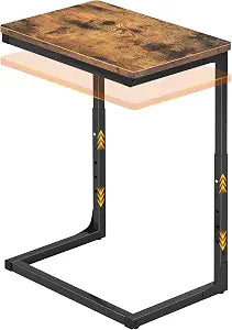 5-Level Adjustable C Shaped Side Couch Tray Desk (Rustic Brown, Set of 1)