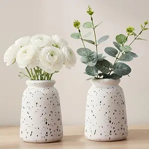 VCNY Home 6-Inch Speckled Matte Ceramic Decorative Vase, 2-Pack, Ivory