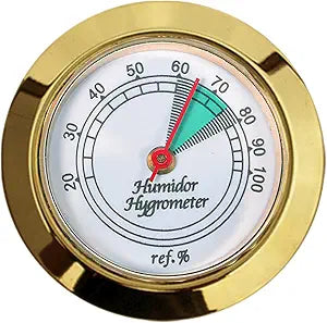 Medium Round Analog Hygrometer Humidity Gauge for Humidors - Color: Gold