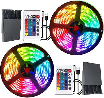 Battery Powered Led Strip Lights, 5050 6M/20FT, Flexible Color Changing RGB LED Light Strip, 180 LEDs 5V Battery-Powered with Controller