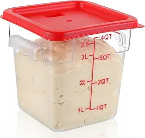 Ziliny 1 Pcs 4 Qt Clear Square Dough Proofing Container with Lid, Red