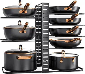 MUDEELA 8-Tier Lightweight Pots and Pans Organizer under Cabinet, 14.55" H
