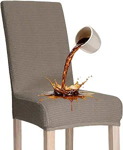 Waterproof Dining Chair Covers Set of 4, Taupe Stretch Slipcovers