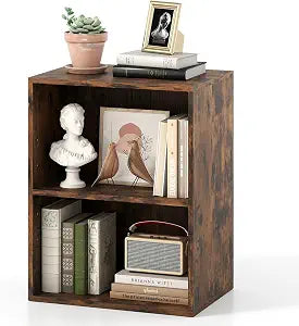 Giantex 2-Cube Bookshelf and Bookcase, 2-Layer Storage Shelf w/Large-Capacity Open Storage Space for Living Room Bedroom Study Office, Multi-Functional Furniture Display Cabinet, Rustic Brown