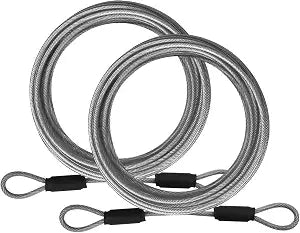 1/8" Stainless Steel Security Cable Luggage Lock, Double Loop, 2Pack