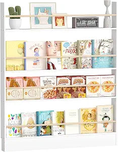 Behind the Door Book Shelf 4 Tier Narrow Kids Bookshelf Wall Mounted