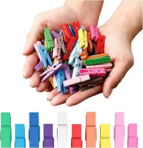 1.4 Inch Mini Clothespins 100PCS, 10 Colors Wooden Pins for Photos Crafts