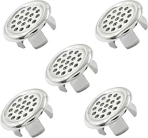 5Pcs Silver Sink Overflow Cover, Dishwasher Sink Drain Cap, Sink Overflow Ring for Insert in Hole for Kitchen, Bathroom, Hand Basins