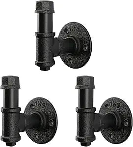 3 Pack Industrial Iron Pipe Robe and Towel Hooks Wall Mounted Home Decor, Bathroom Hardware Rustic Vintage Style Heavy Duty Farmhouse DIY Coat Hook for Wall Hanging