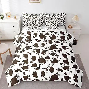 Feelyou Western Cow Print Comforter Set with Sheets 7 Piece Queen Size Western Farmhouse Rustic Bed in a Bag Kids Boys Girls Brown Animal Cowhide Bedding Set Bedroom Decor Breathable Soft