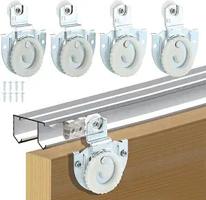 4PCS Sliding Closet Door Hardware Rollers Set with 8 Screws