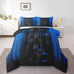 Feelyou Kids Blue and Black Comforter Set Ombre Bedding Set Full Size