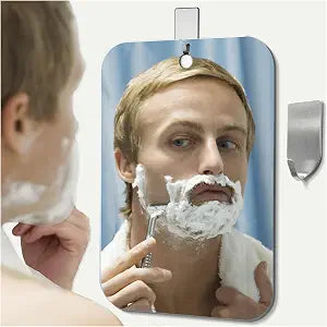 Shatterproof Shower Mirror for Shaving Mirror (Medium,7.8"x5.8") Small Wall Hanging Camp Vanity Mirror,Unbreakable Makeup Travel Camping Mirrors,Men Fog Free Handheld,Outdoor(Not Anti Fog)
