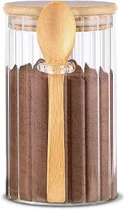 24 FL OZ Airtight Glass Jar with Bamboo Lid Spoon, Food Storage Canister