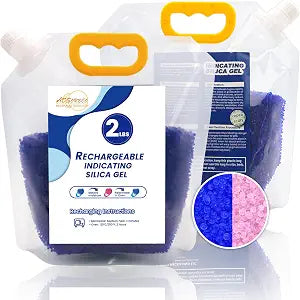 2 LBS Premium Blue to Pink Silica Beads, Reusable Desiccant Bulk for 3D Filament, Electronics, Cameras, Jewelry, and Safes (Blue to Pink, 2 LBS)