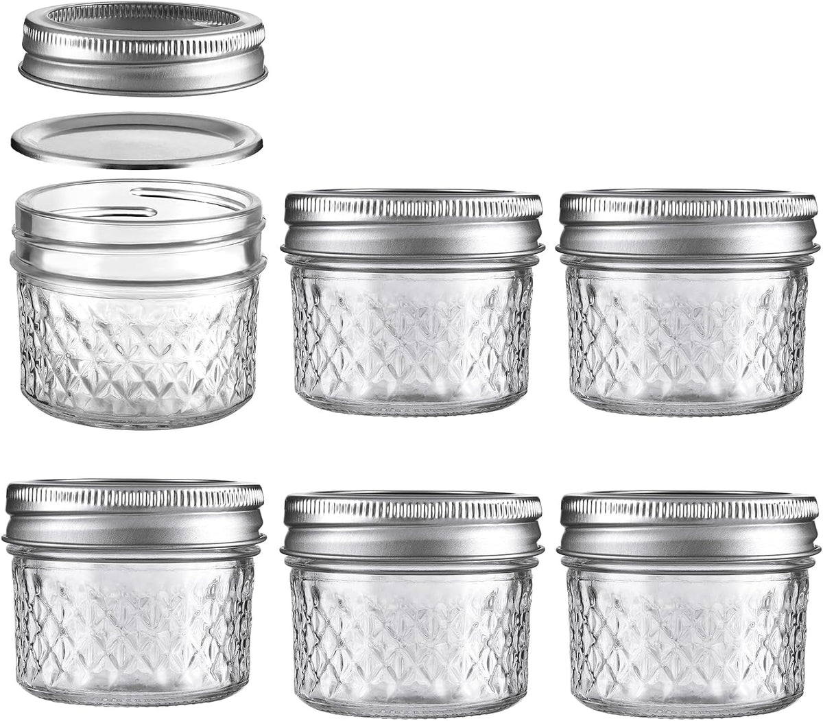 3.4oz/100ml Glass Mason Jars 6 Pack, Airtight Regular Sealing Lids