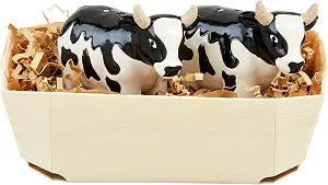 Mud Pie Farm Cow Salt And Pepper Basket; 2 1/4" x 3"